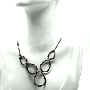 Lia Sophia BLACK ICE w/Cut Crystals Double Chain Necklace 16-19"